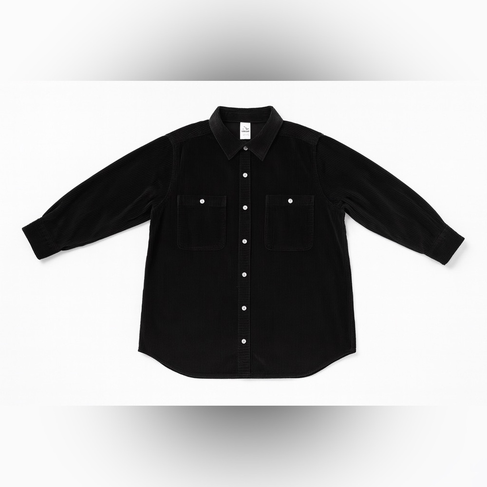 Roaman's Black Corduroy Button Up Shirt 1x